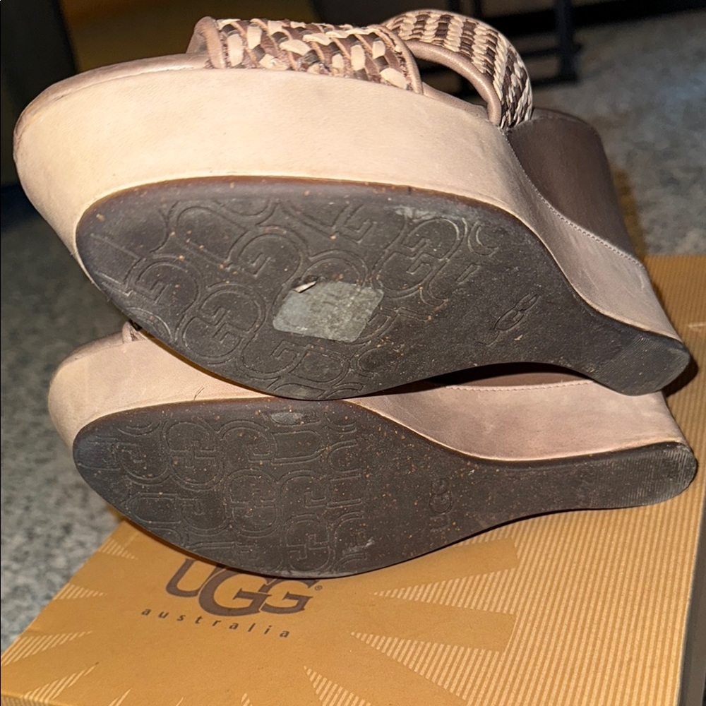 UGG Women's Brown Wedge Sandals Doha, Size 8, Brown - Picture 5 of 6